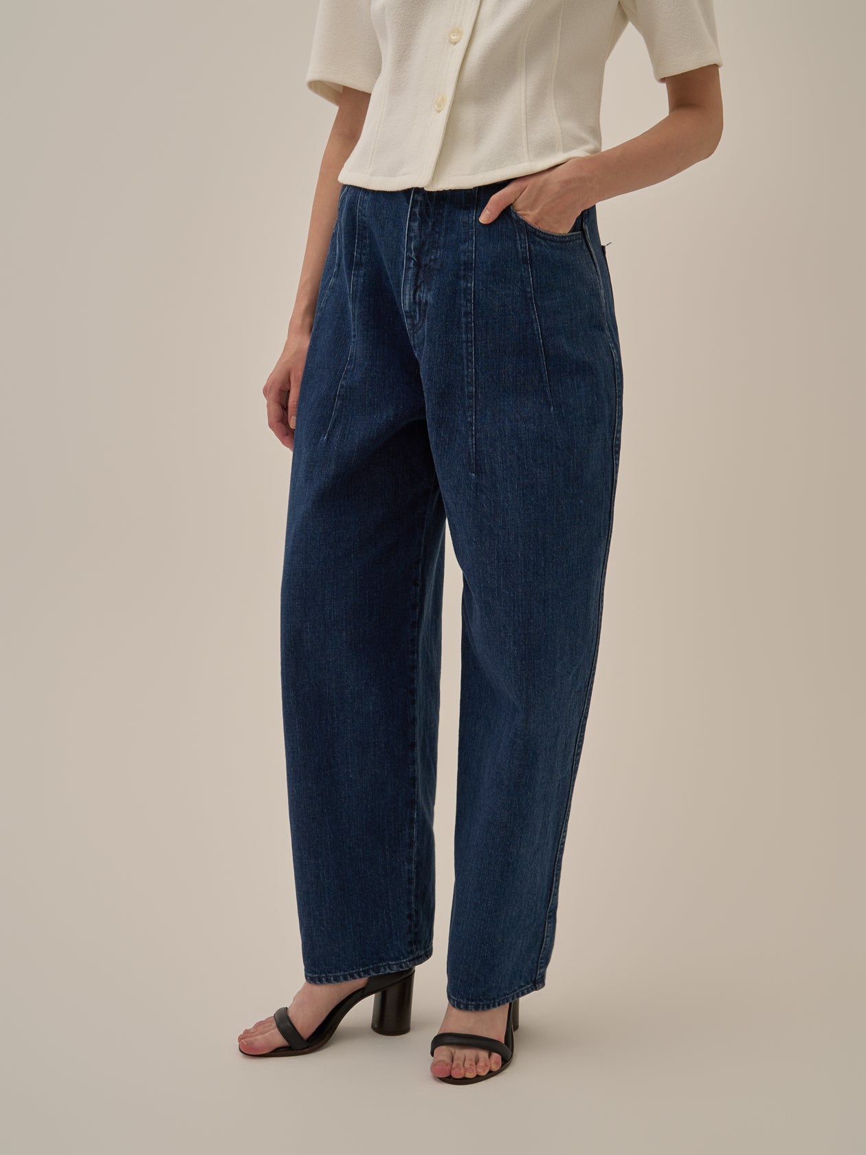 Miriam panel denim pants NV | AKIRANAKA ONLINESTORE