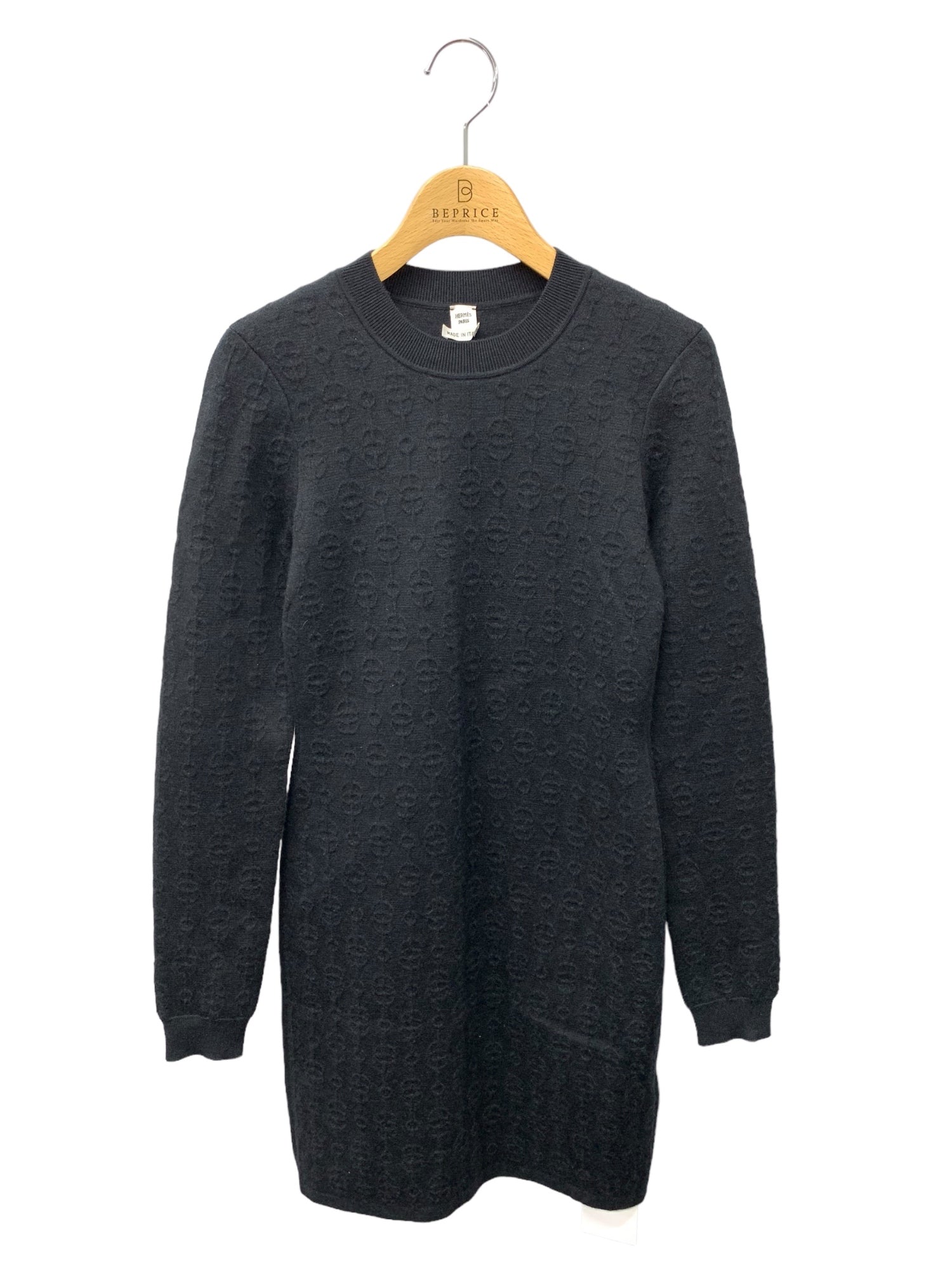 エルメス 26-7730 ニットワンピース 34 ブラック カシミヤ シルク