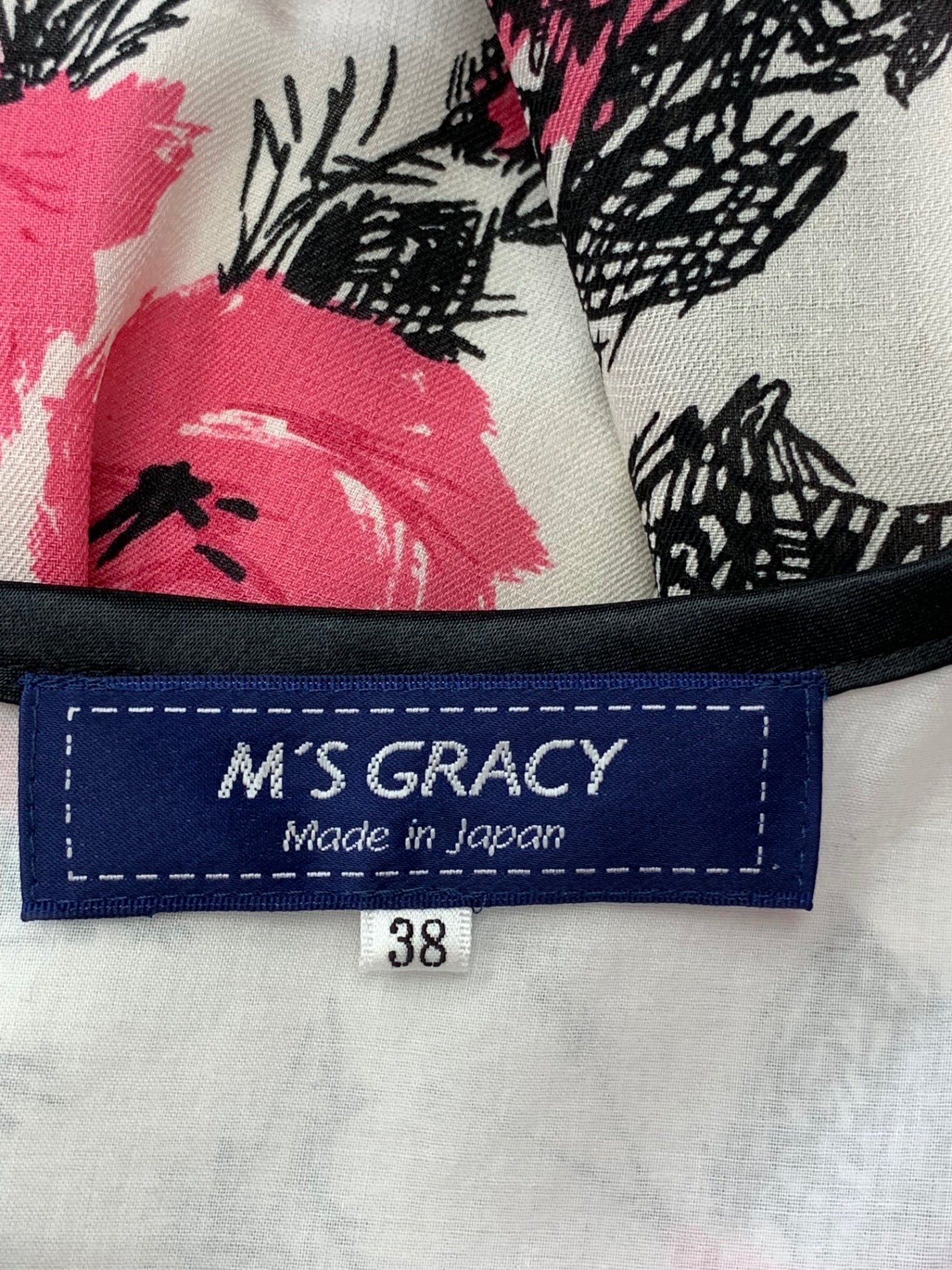 エムズグレイシー 411316 ワンピース 38 ピンク 花柄 リボンベルト