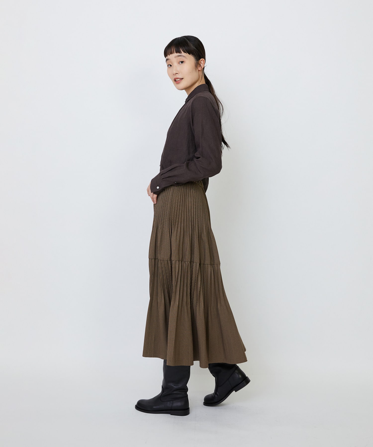 エステルガンクラブチェックティアードプリーツスカート｜BIGI online