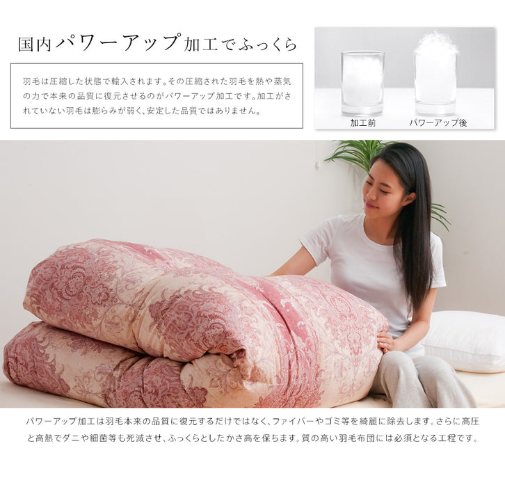 羽毛布団 シングル ポーランド産ホワイトマザーグース 軽量生地 25738