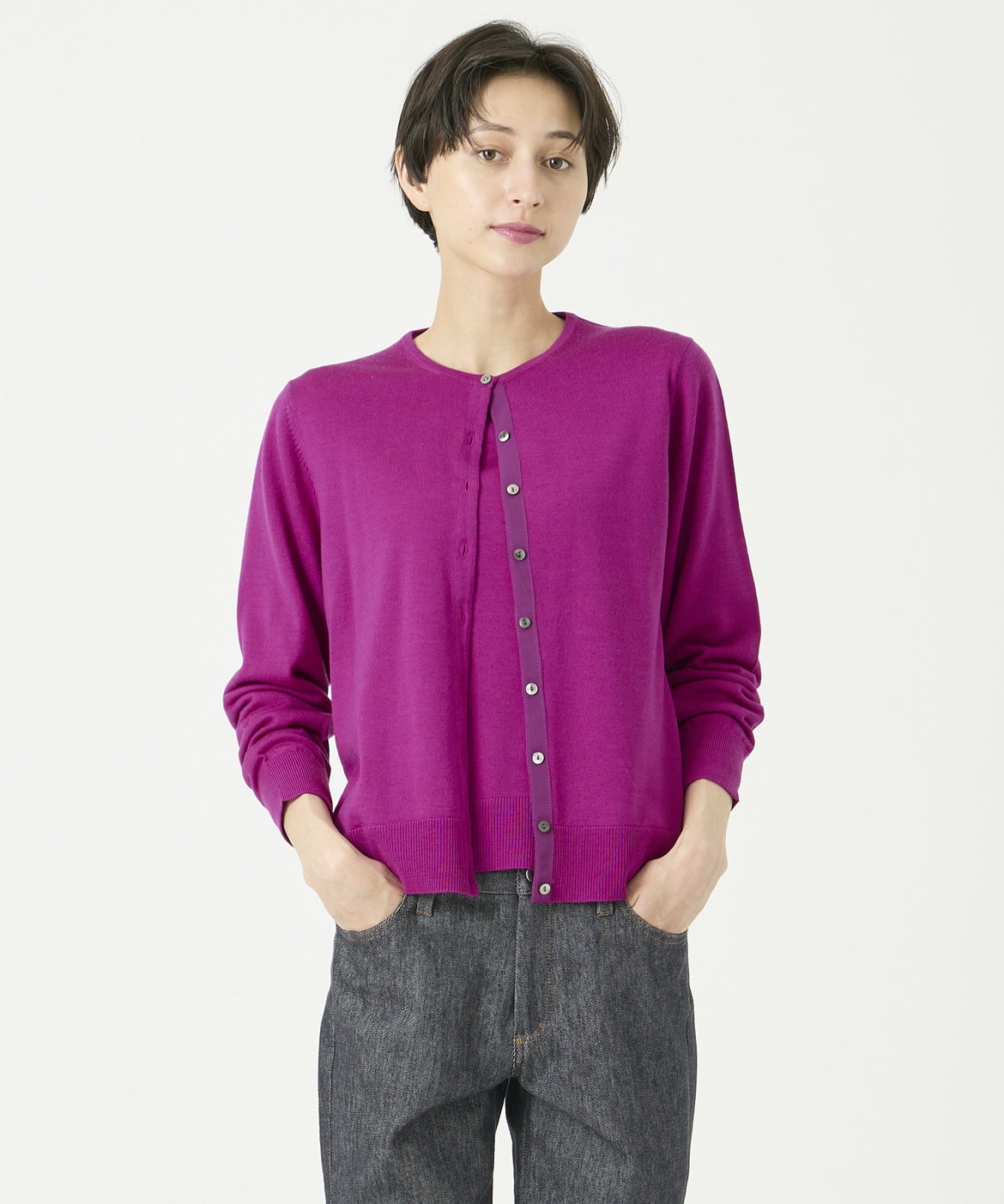 ウォッシャブルウールクルーネックカーディガン《HARMONY》｜DAY by