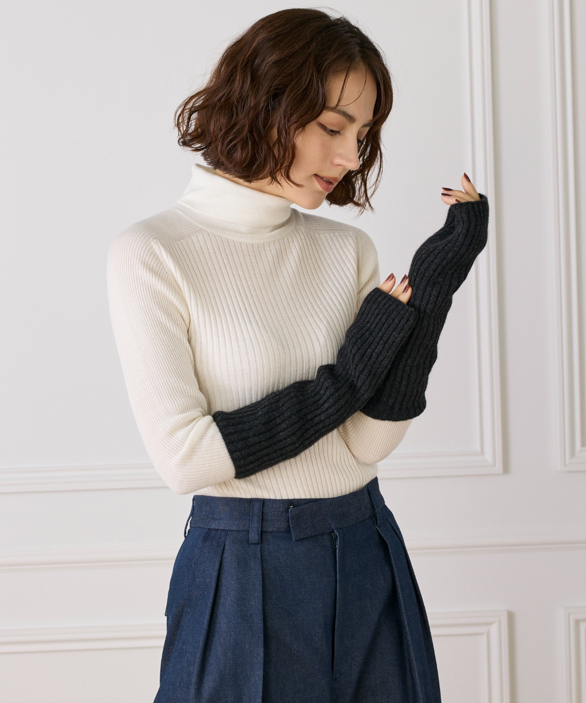 ミドルゲージカシミヤ リブアームウォーマー《ASAUCE MELER