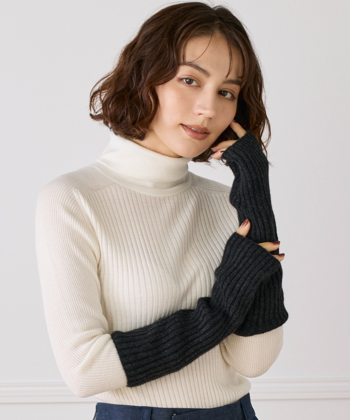 ミドルゲージカシミヤ リブアームウォーマー《ASAUCE MELER