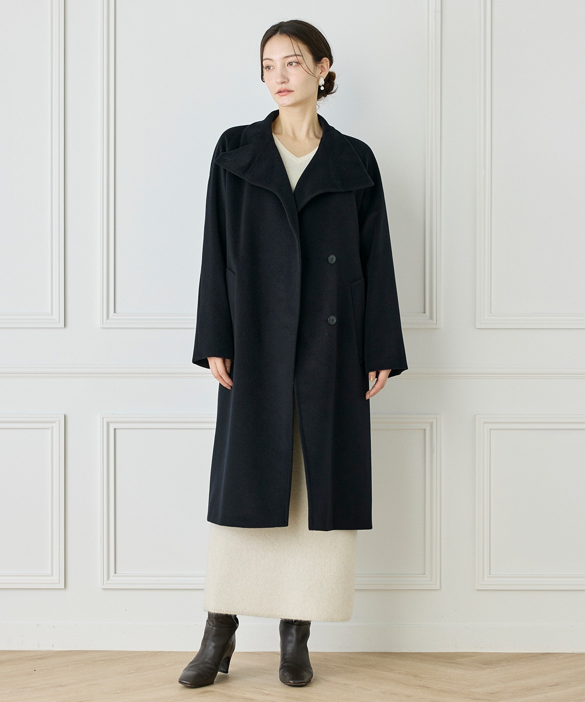 WEB限定》カシミヤ100%スタンドカラーコート｜INED（イネド