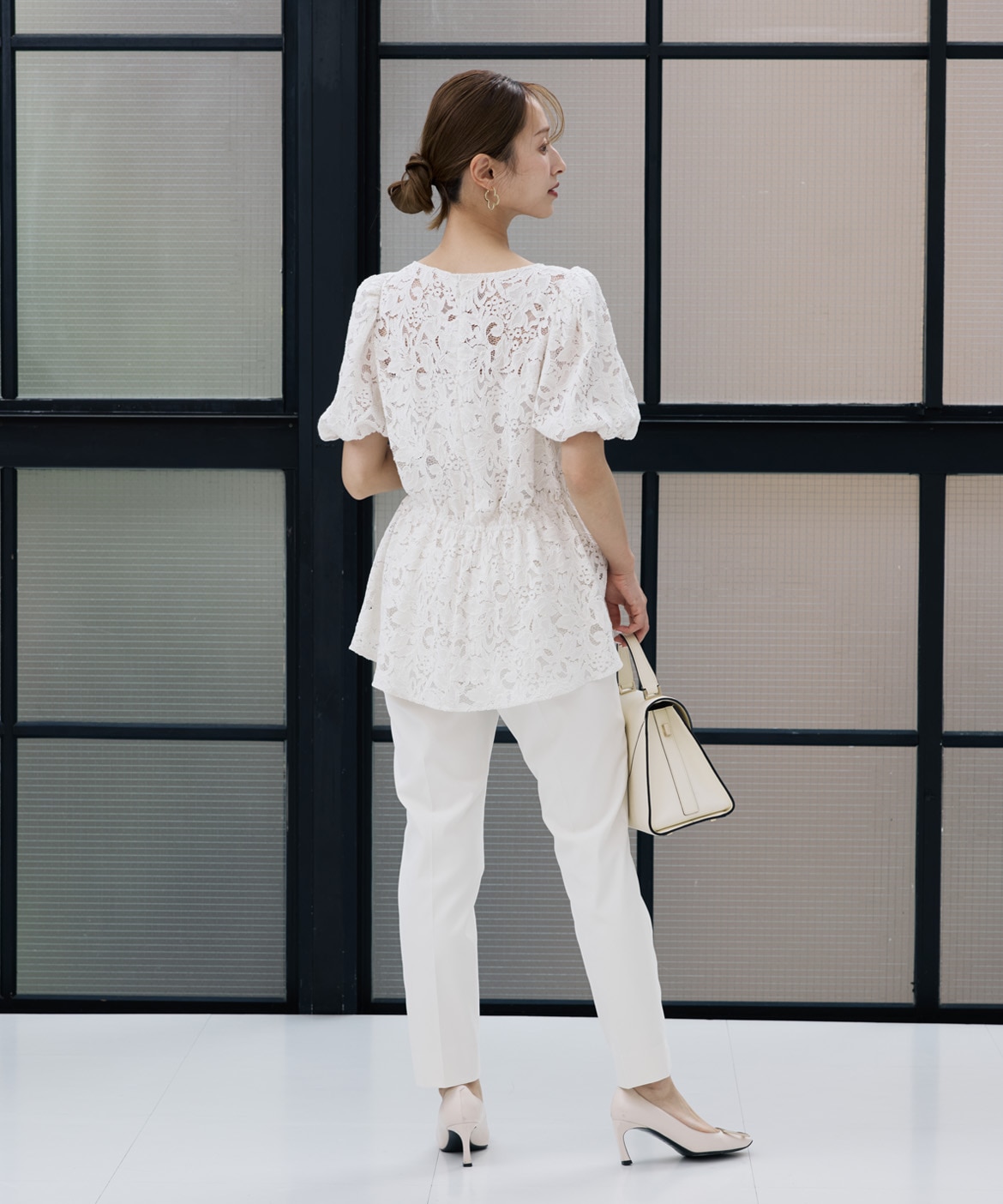 M Maglie le cassetto×吉田理紗》シアーレースペプラムブラウス｜M