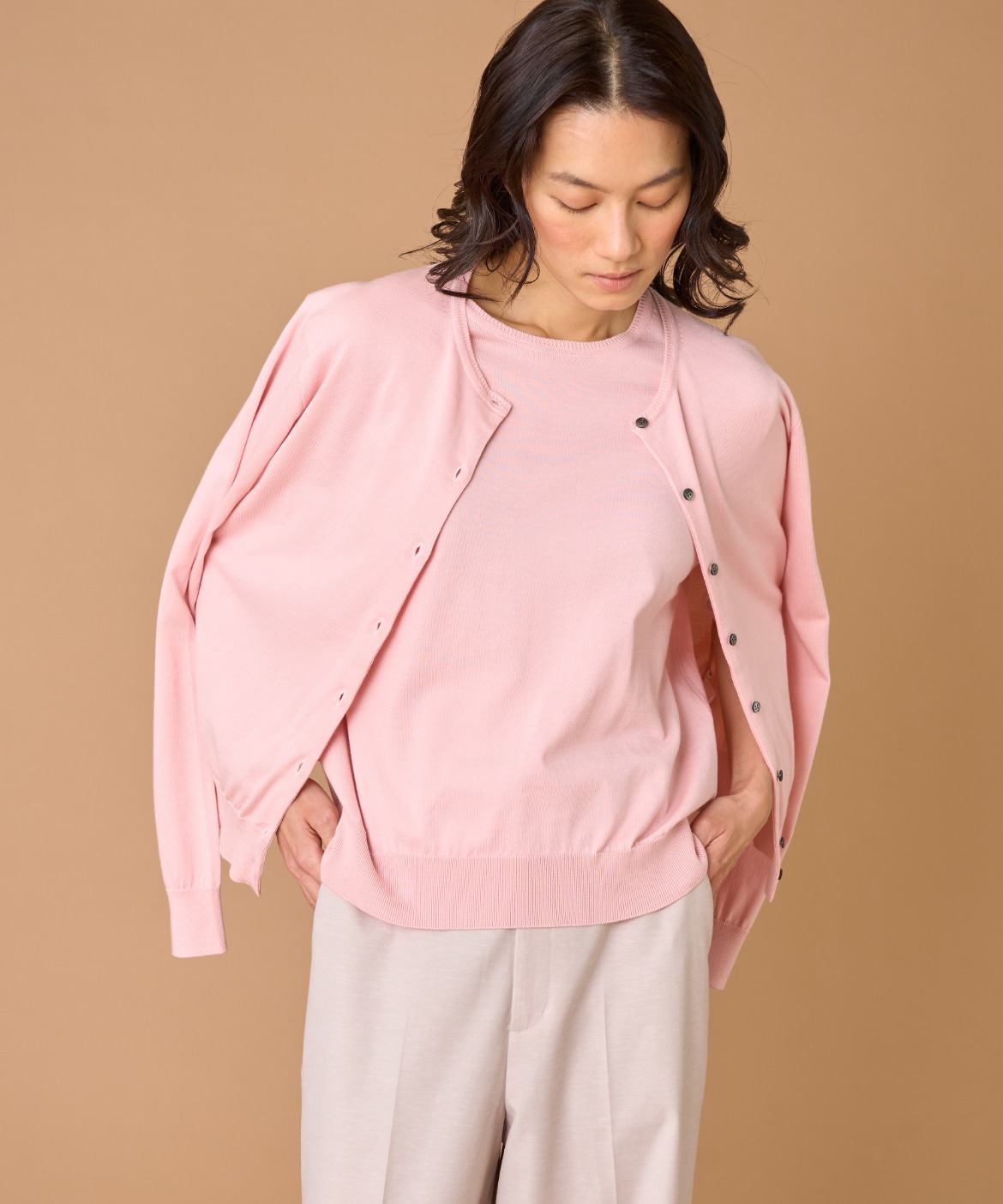 FF30ゲージクルーネックカーディガン ｜INED（イネド）｜フランドル