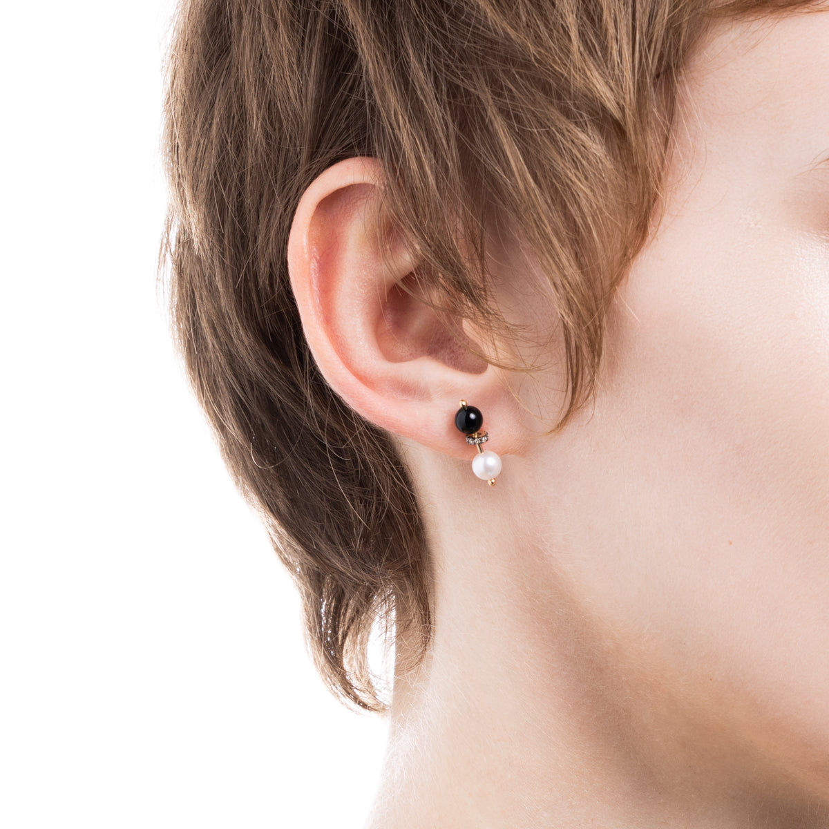 HONEY ANT ダイヤモンド アコヤパール オニキス ピアス