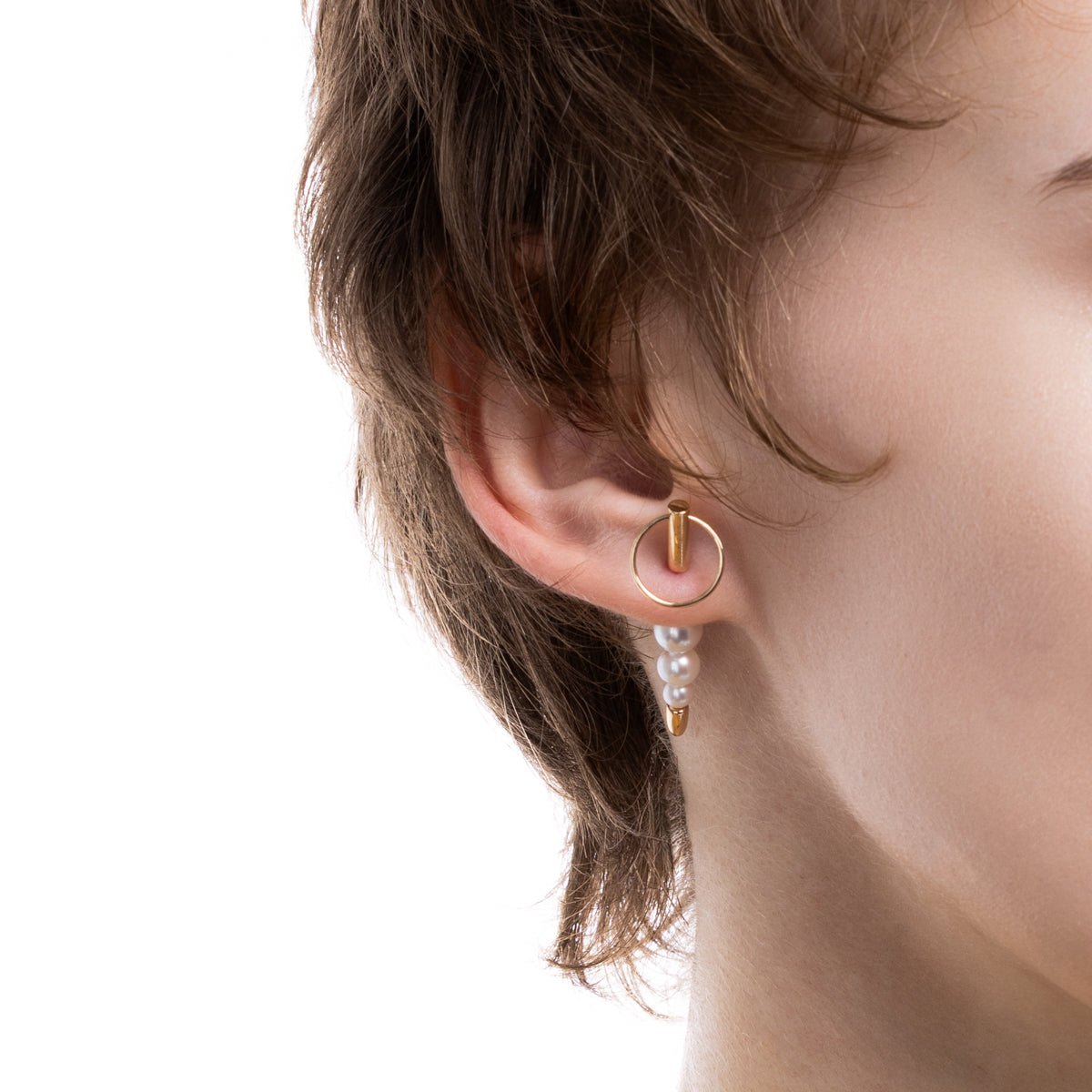 PUNCTURE バック スピア ドアノッカー アコヤパール ピアス Sサイズ