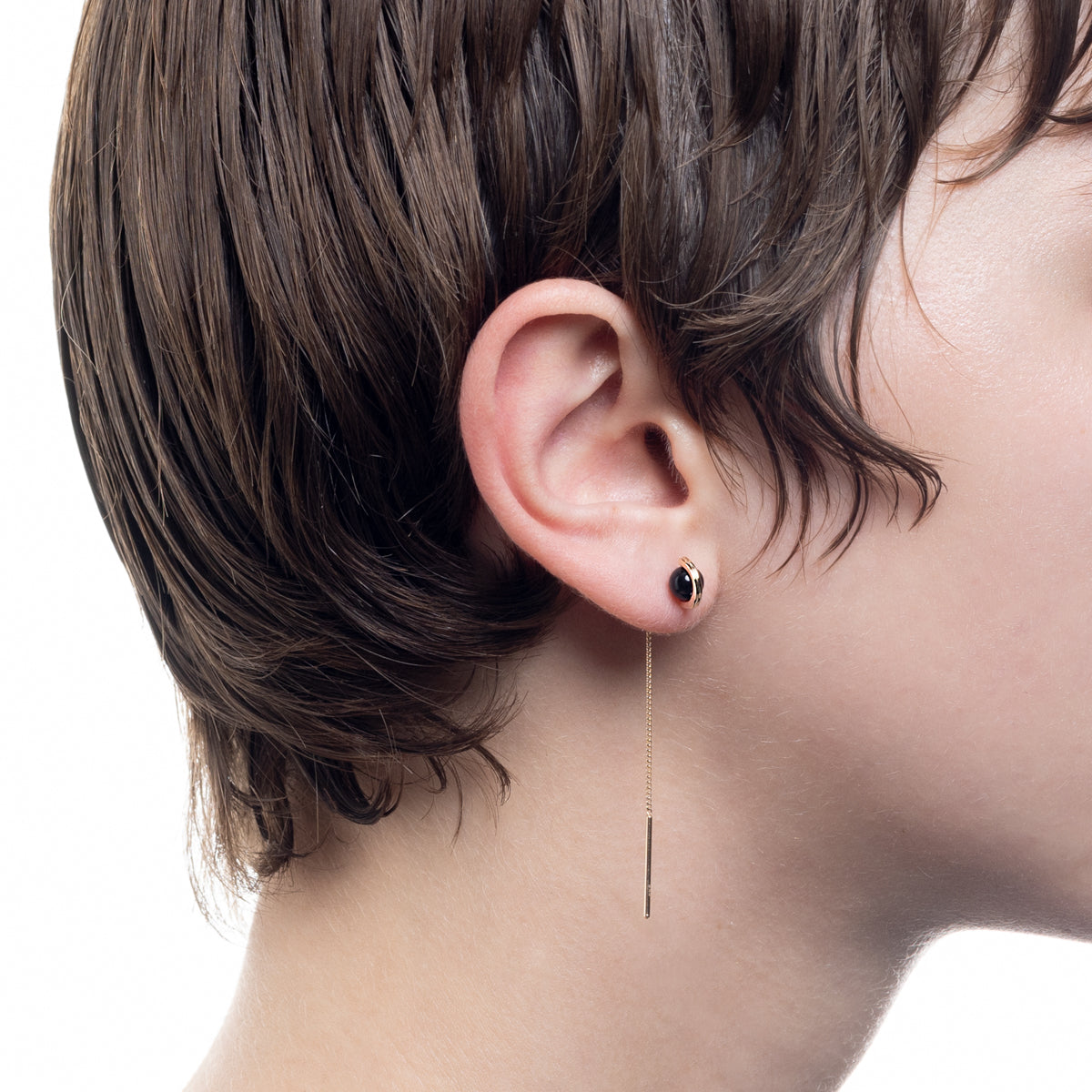 Mini BELUGA オニキス チェーンピアス