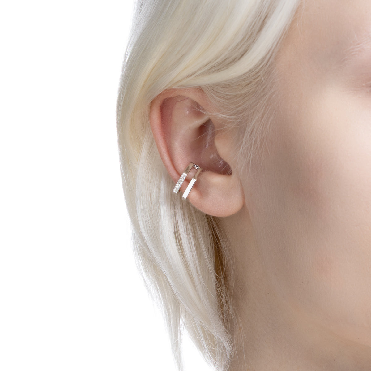 MANHATTAN ダブル オクタゴン ダイヤモンド イヤーカフ