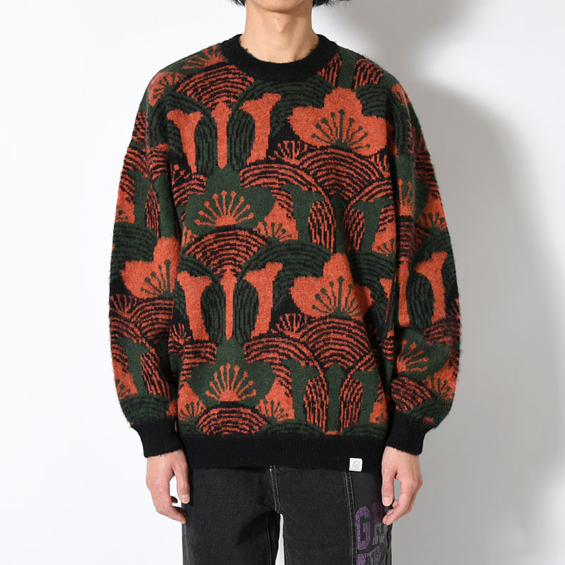 KABUTO MOHAIR CREW KNIT -ORANGE/GREEN- | IN ONLINE STORE