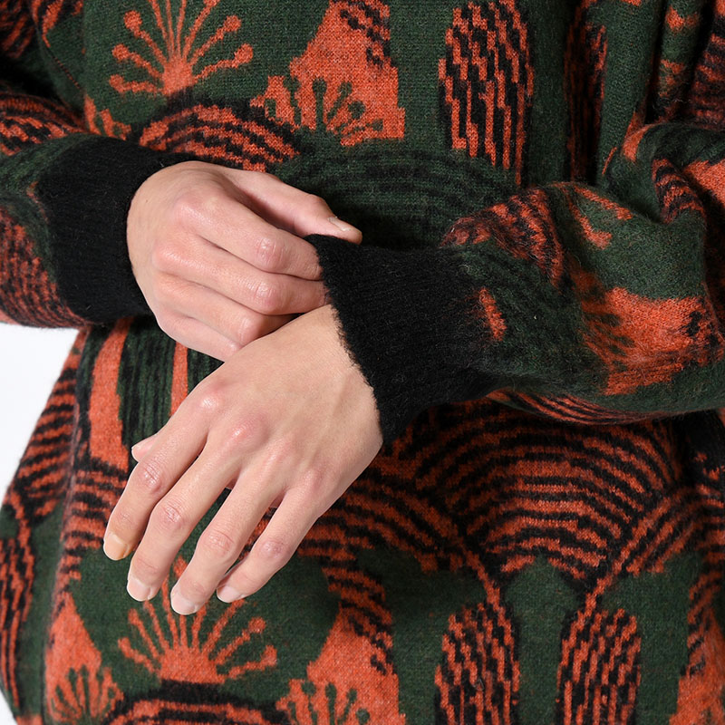 KABUTO MOHAIR CREW KNIT -ORANGE/GREEN- | IN ONLINE STORE