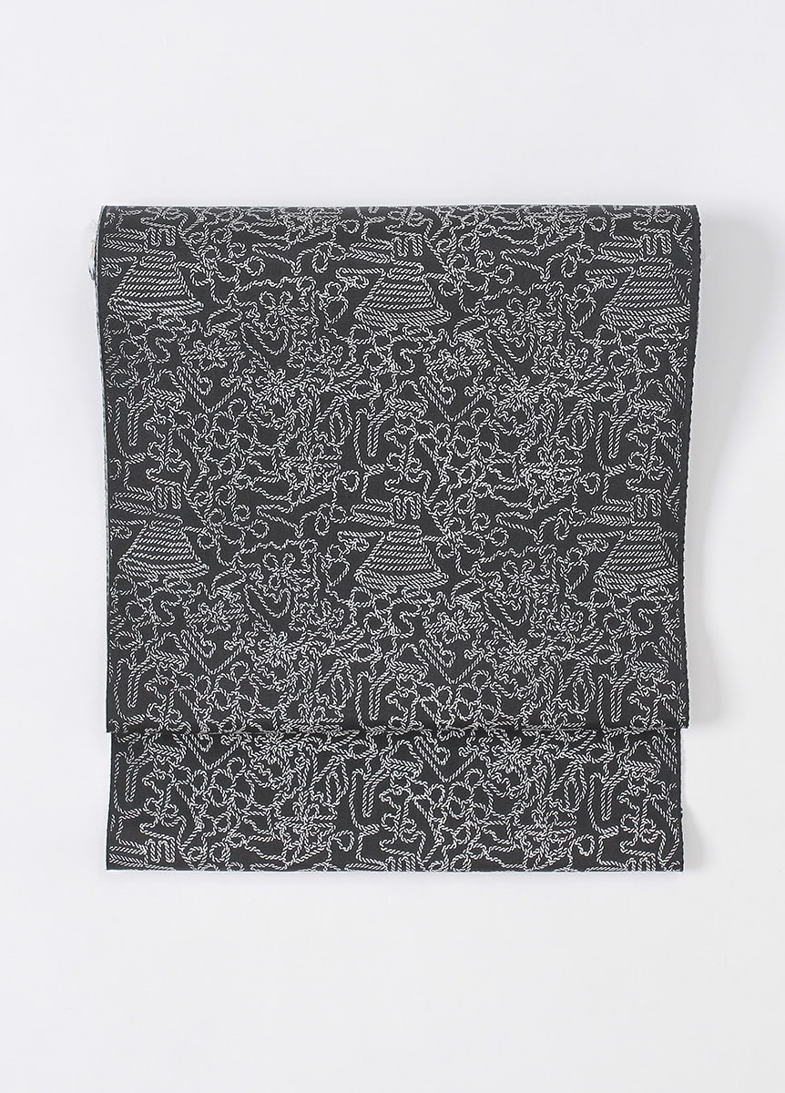 染め名古屋帯 伊勢型 幾何学 黒 | 帯 | やまとオンラインストア