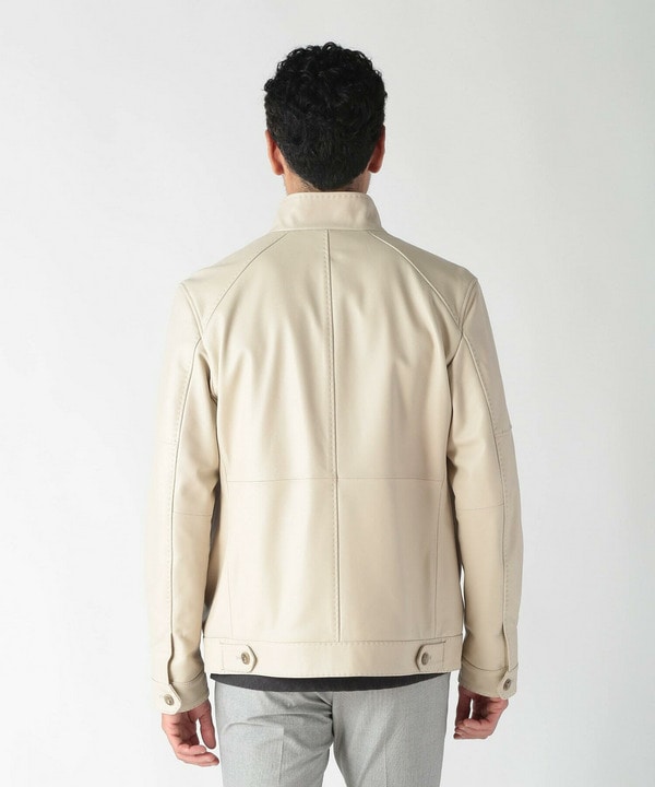 スタンドカラーシングルライダース レザージャケット｜メンズ