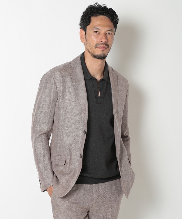 ウールリネンミックスヘリンボーンジャケット｜メンズファッション通販