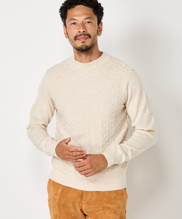 ランダムヘリンボン編み12Gジャカードニット｜メンズファッション通販