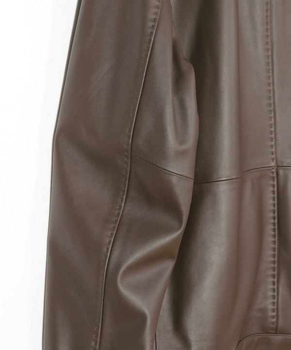 スタンドカラーシングルライダース ラムレザージャケット｜メンズ