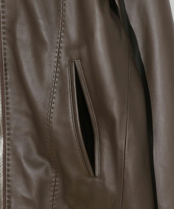 スタンドカラーシングルライダース ラムレザージャケット｜メンズ