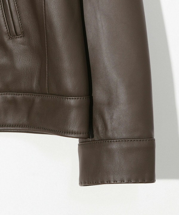 スタンドカラーシングルライダース ラムレザージャケット｜メンズ