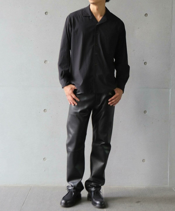 コットンナイロンピーチ起毛 オープンカラーシャツ｜メンズ