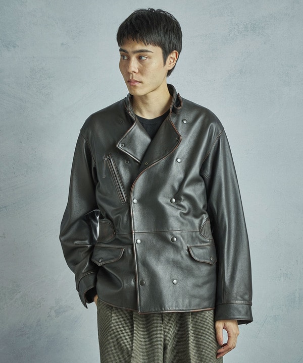 50th Anniv . 菊池武夫】AGED SHEEPSKIN LEATHER JACKET｜メンズ