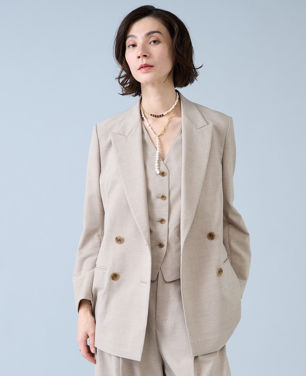 麻調ピークドダブルジャケット｜Liesse（リエス）｜商品詳細