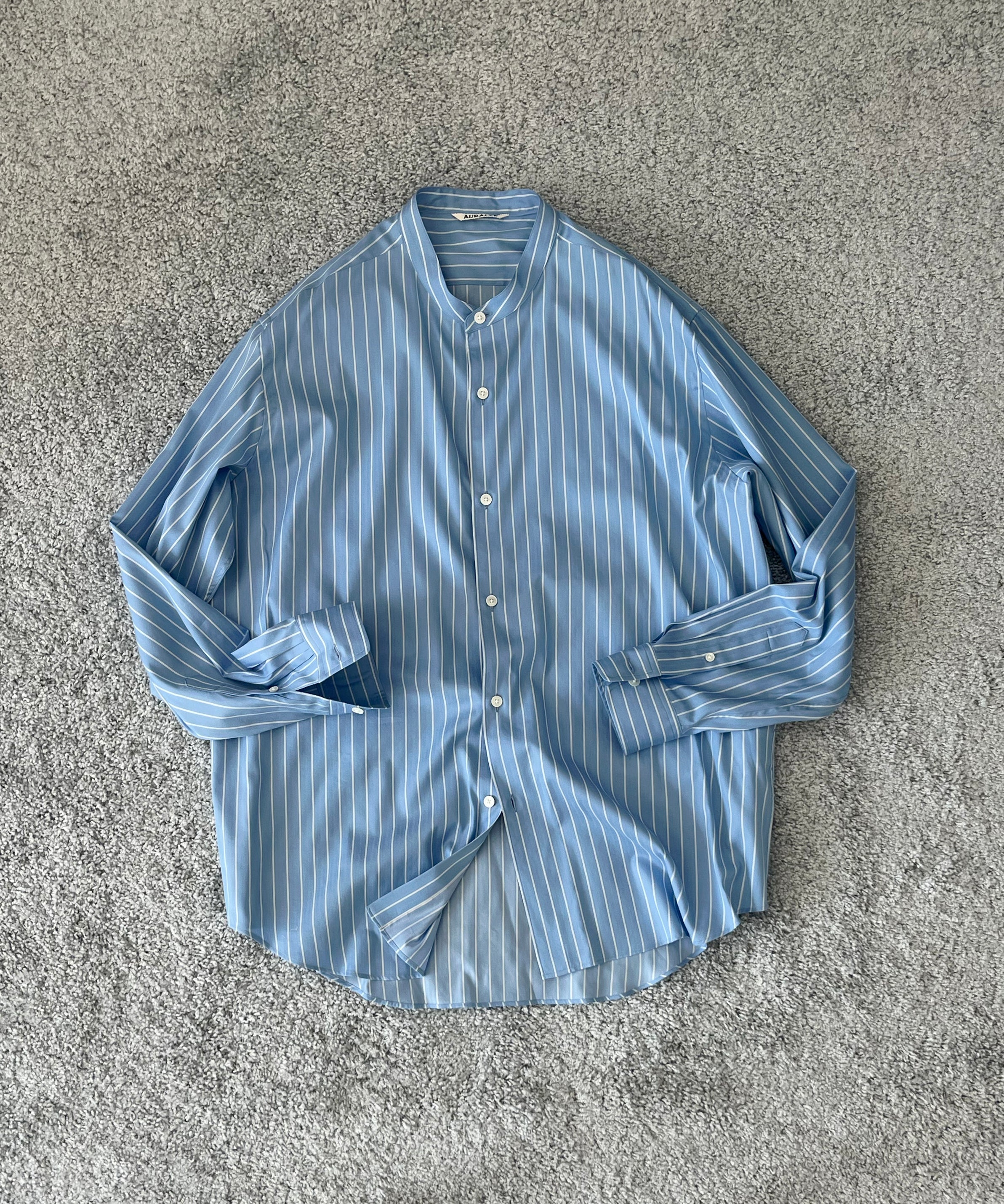 AURALEE【オーラリー】Cotton silk stripe stand collar shirt 