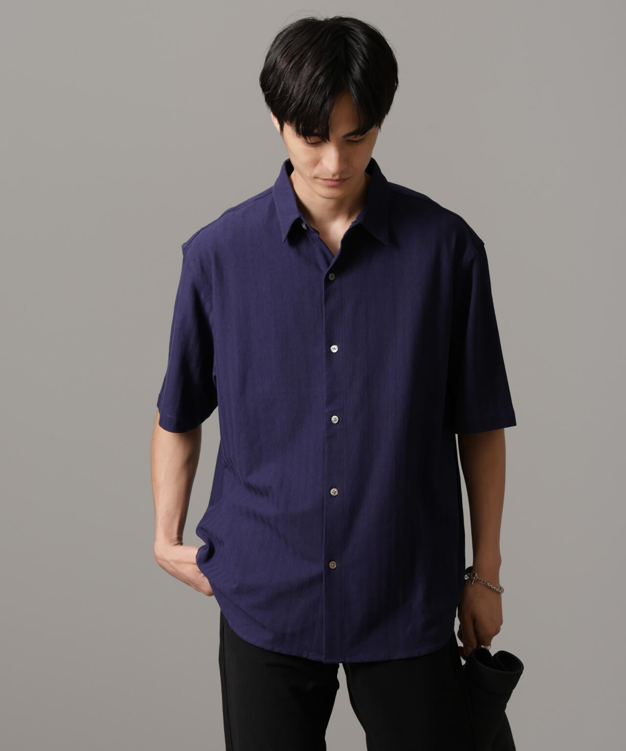 シャドー ストライプ ハーフスリーブ シャツ