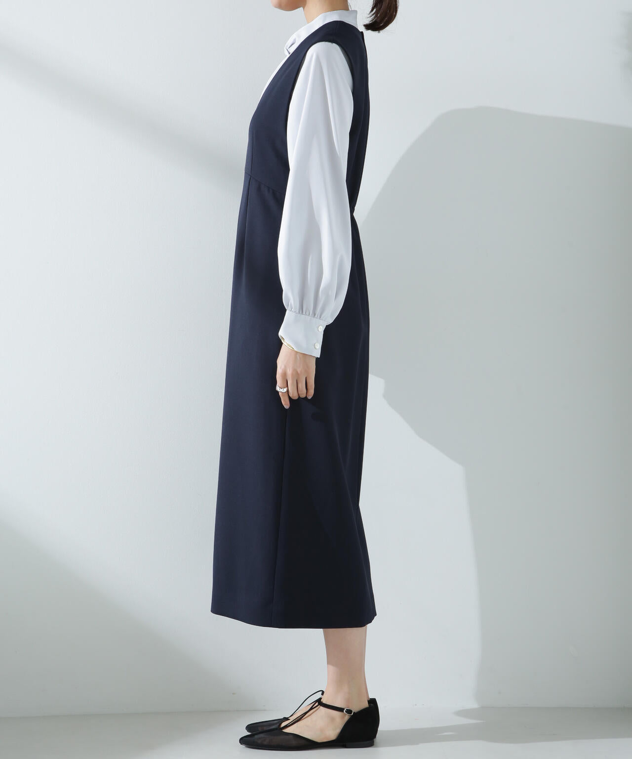 デイリー ファンクション Vネック タック ワンピース( セットアップ 可)
