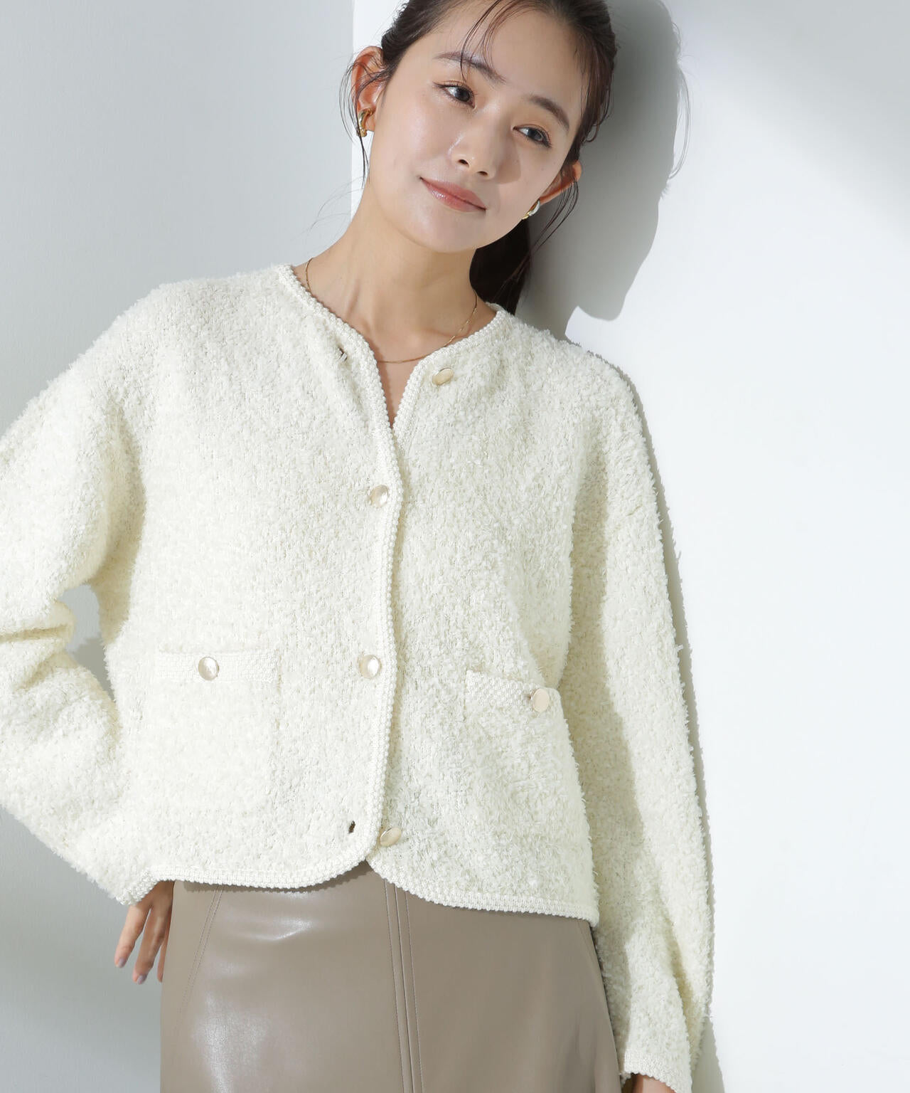 リボンヤーン ニット ジャケット