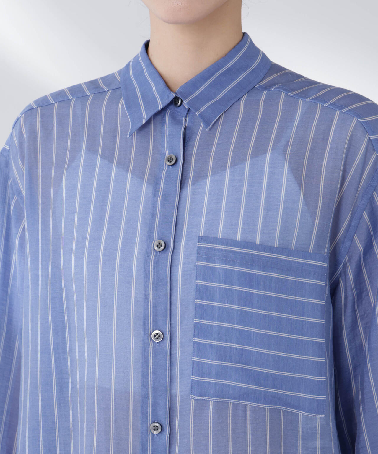 シアーストライプ オーバーサイズ ロングシャツ ( セットアップ 可)