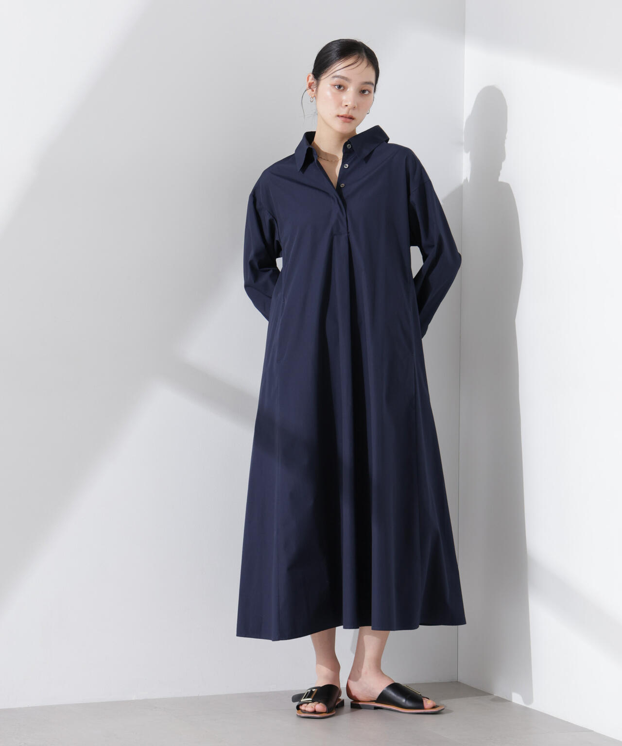 ニュアンスカラー フレアシャツ ワンピース