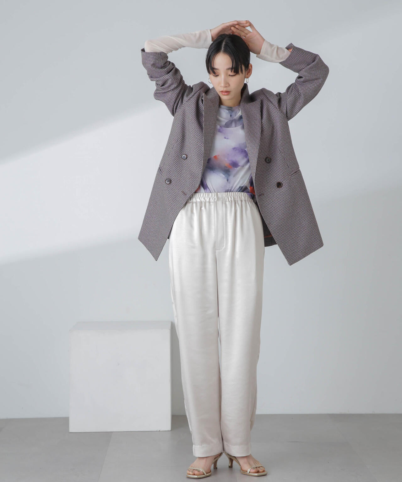 ツイル チェック ダブル ブレスト ジャケット