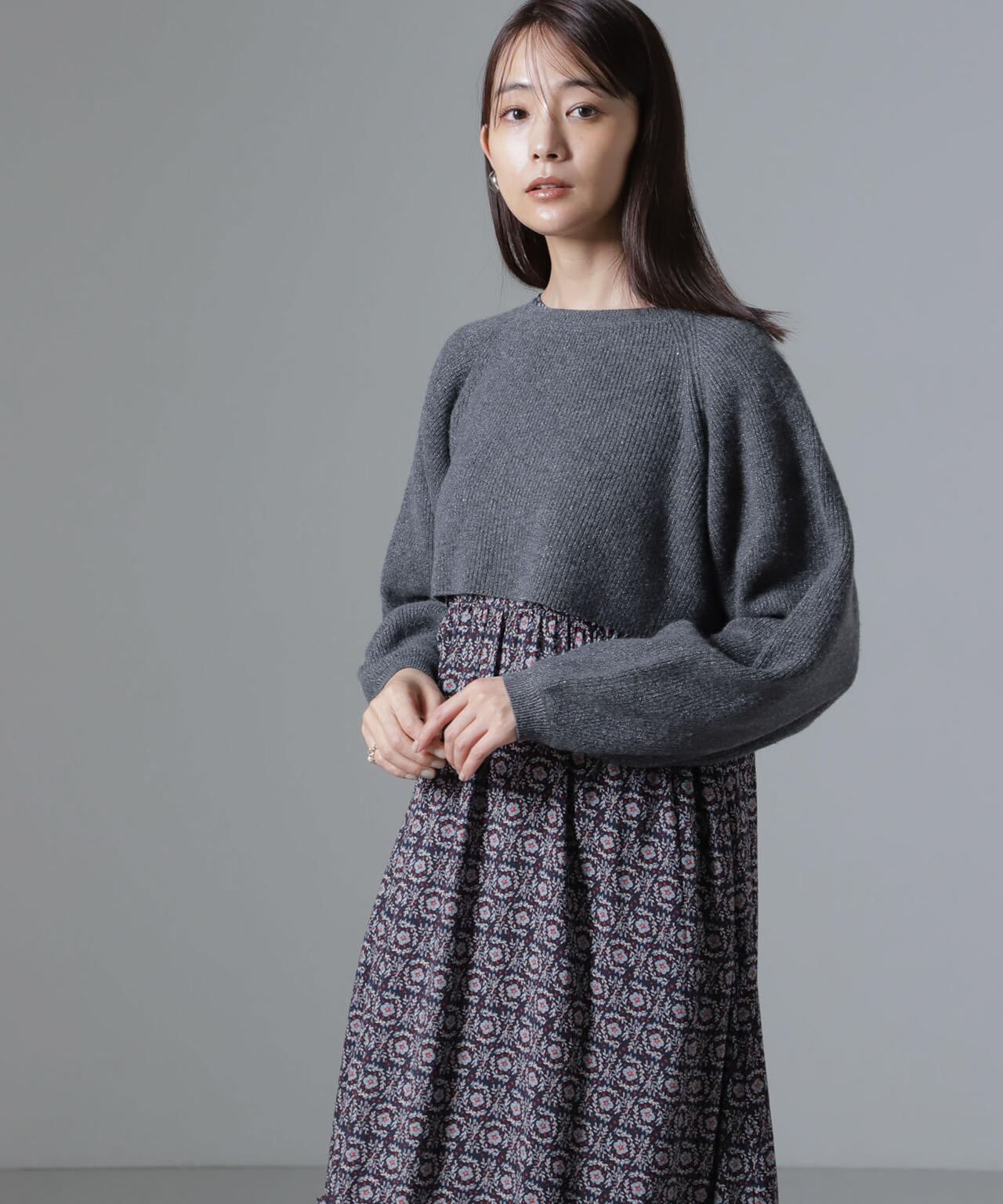 片畔 ラメ ショート ニット プルオーバー