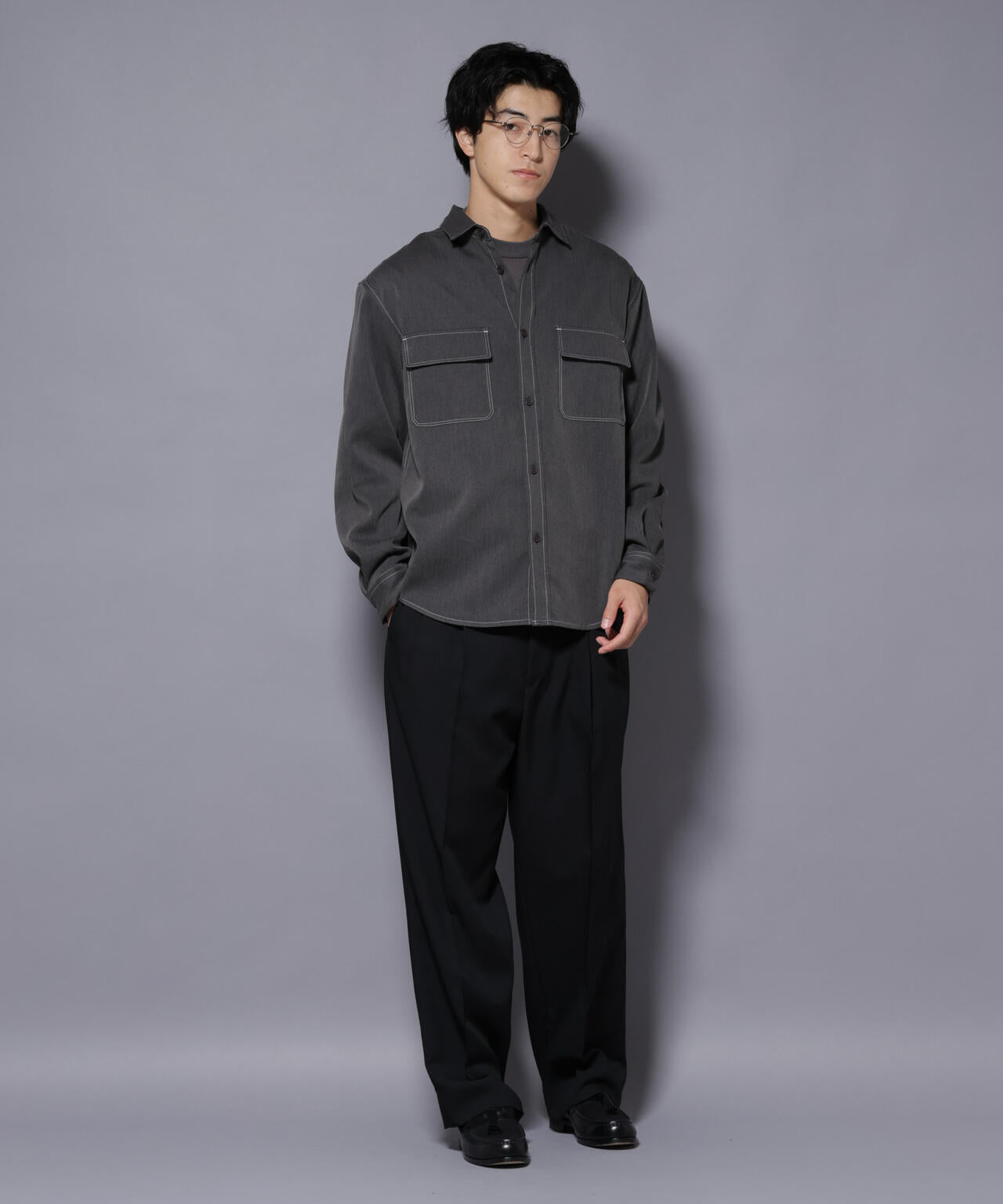 ストレッチツイルフラップポケットシャツ