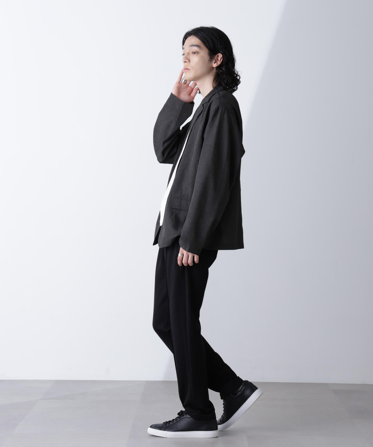 テック リネン ラペル シャツ 長袖 ( セットアップ可 )