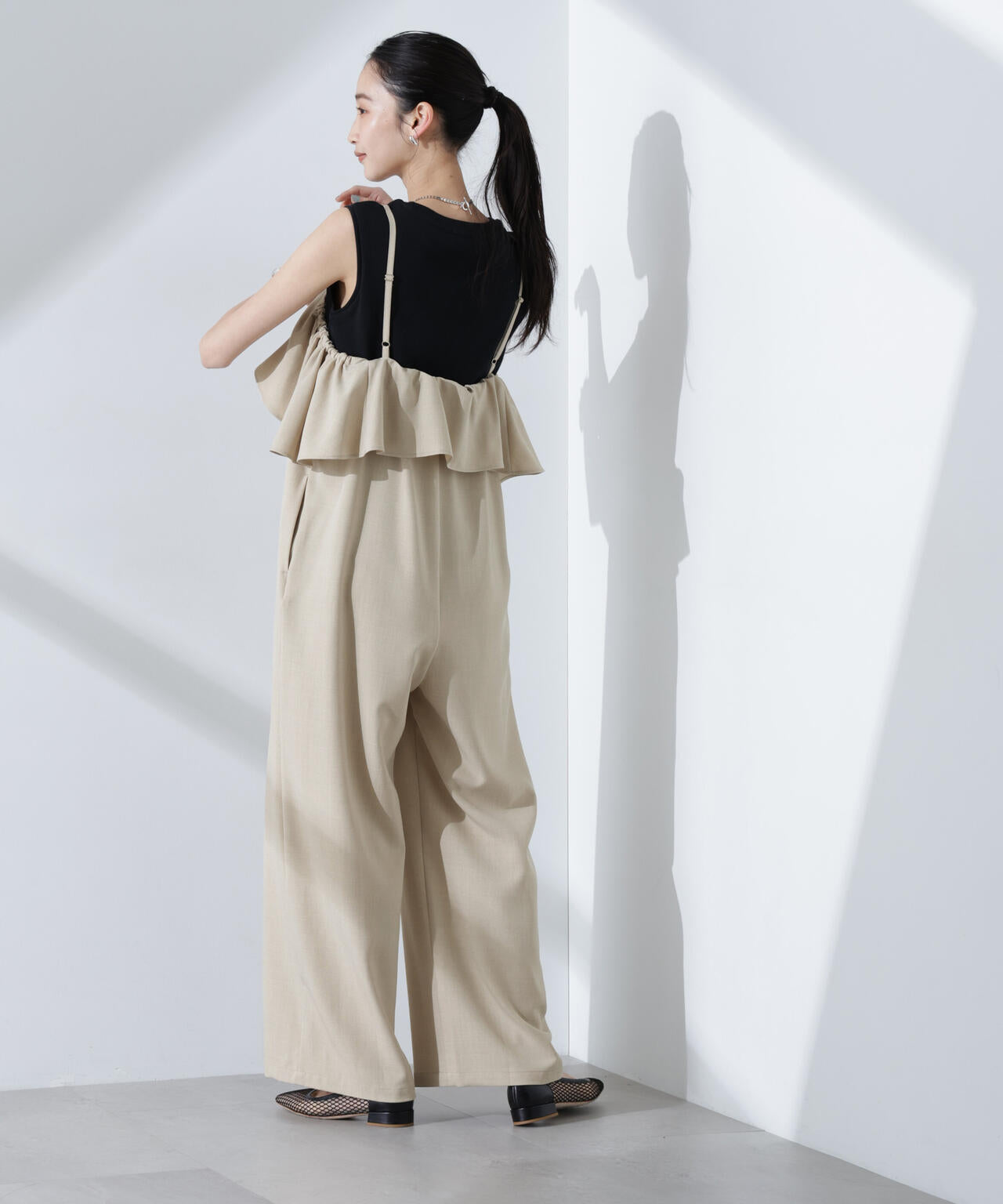 2way オフショルダー フリル オールインワン