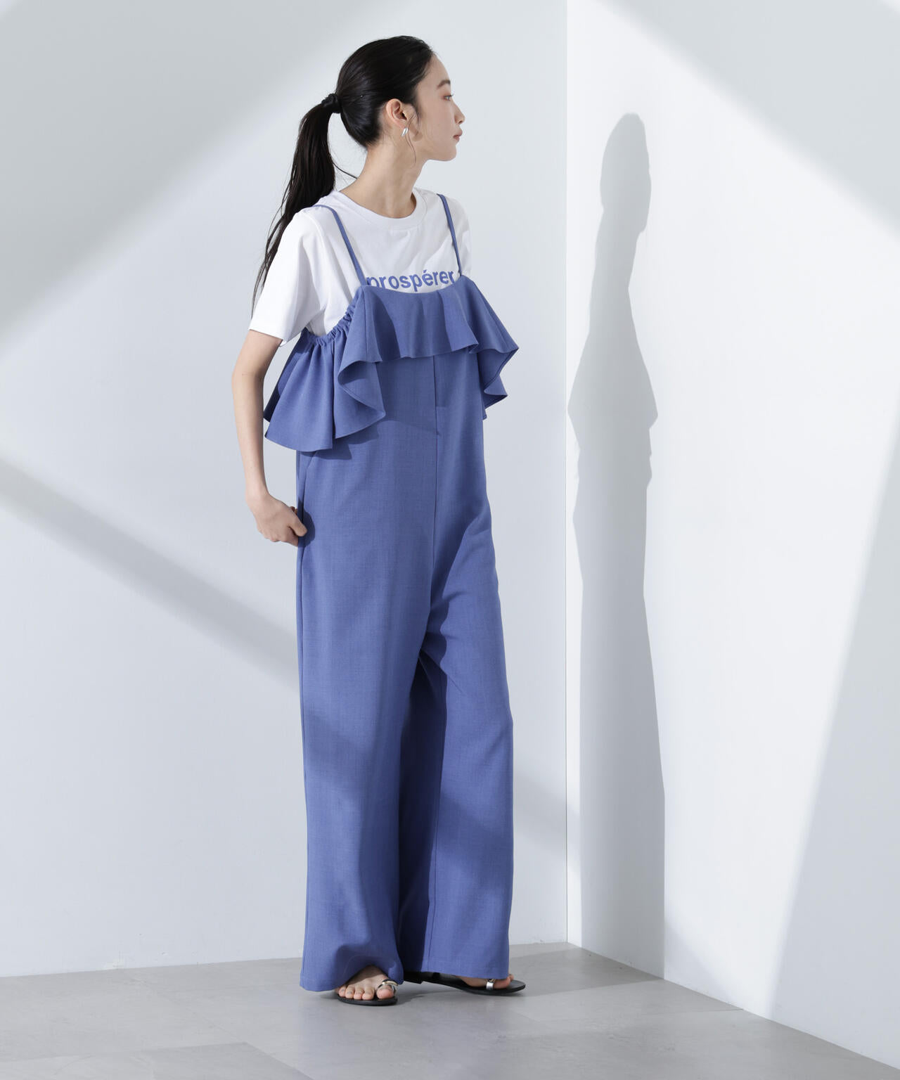 2way オフショルダー フリル オールインワン