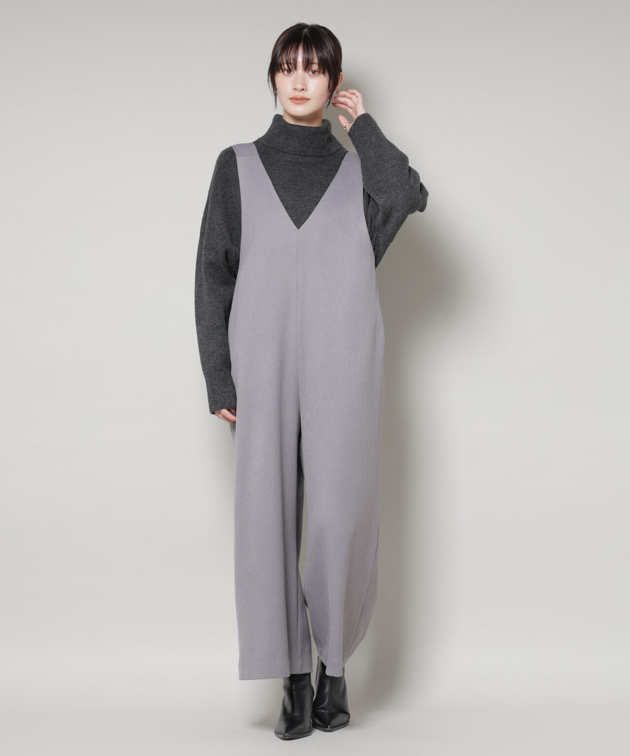 Vネック オールインワン