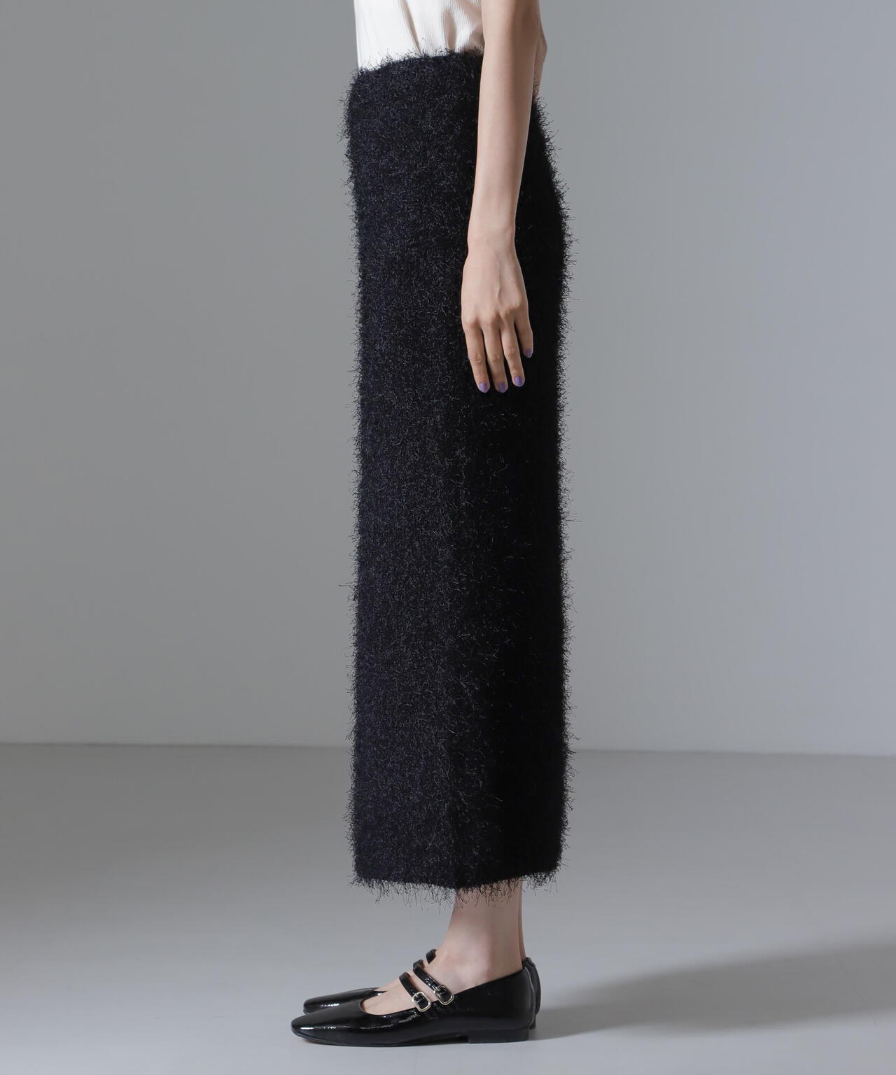 フェザー ヤーン ニット タイト スカート （ セットアップ 可）