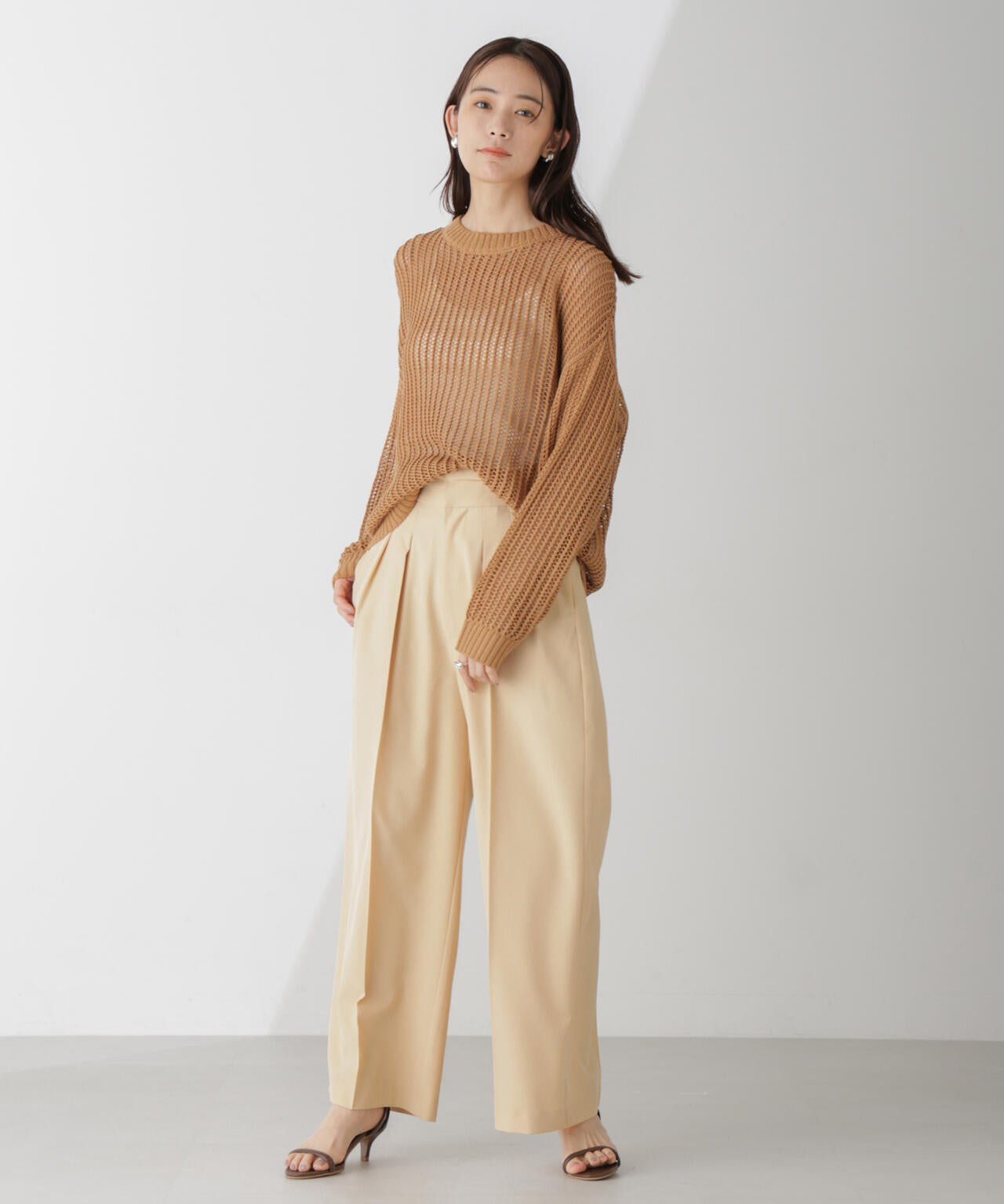 ハイウエスト 2タック ワイドパンツ(セットアップ可)