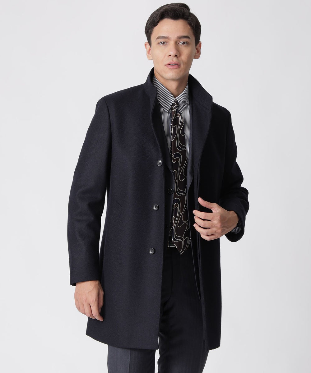 新色登場】ウールカシミヤウーステッドスタンドカラーコート(コート