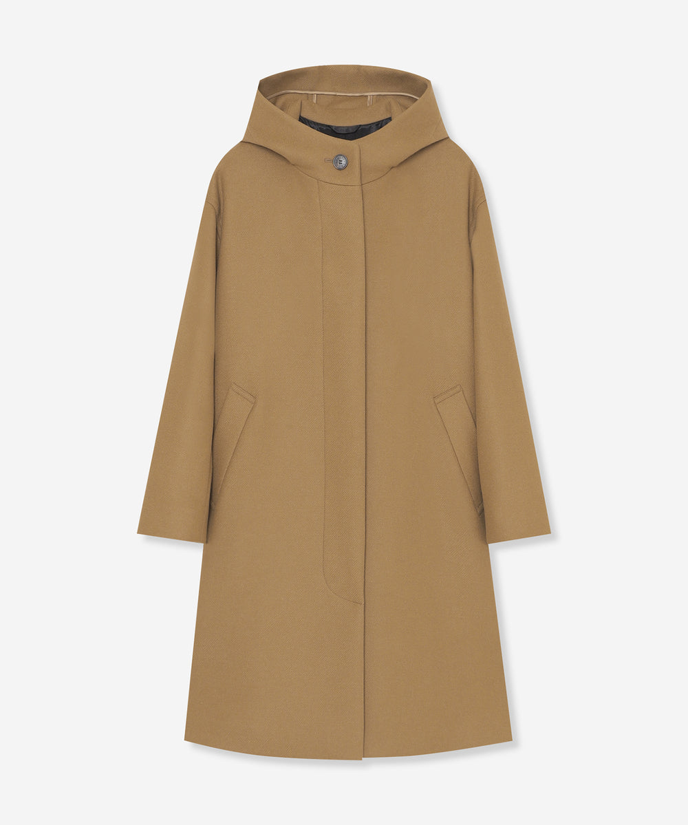 CHRYSTON/クリストン】ウールダブルクロスメルトンフーデットコート