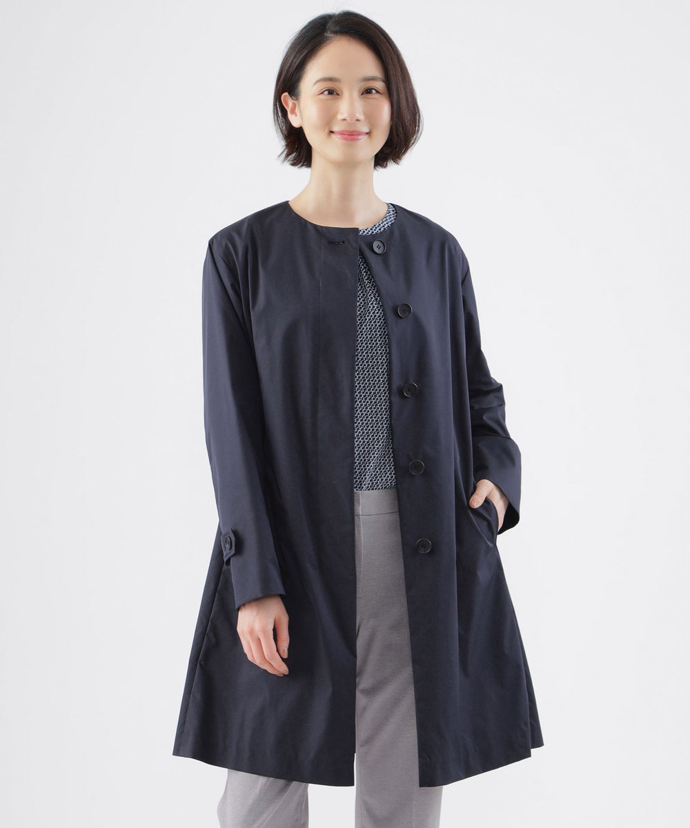 はっ水】【ウォッシャブル】ファンクションツイルノーカラーコート