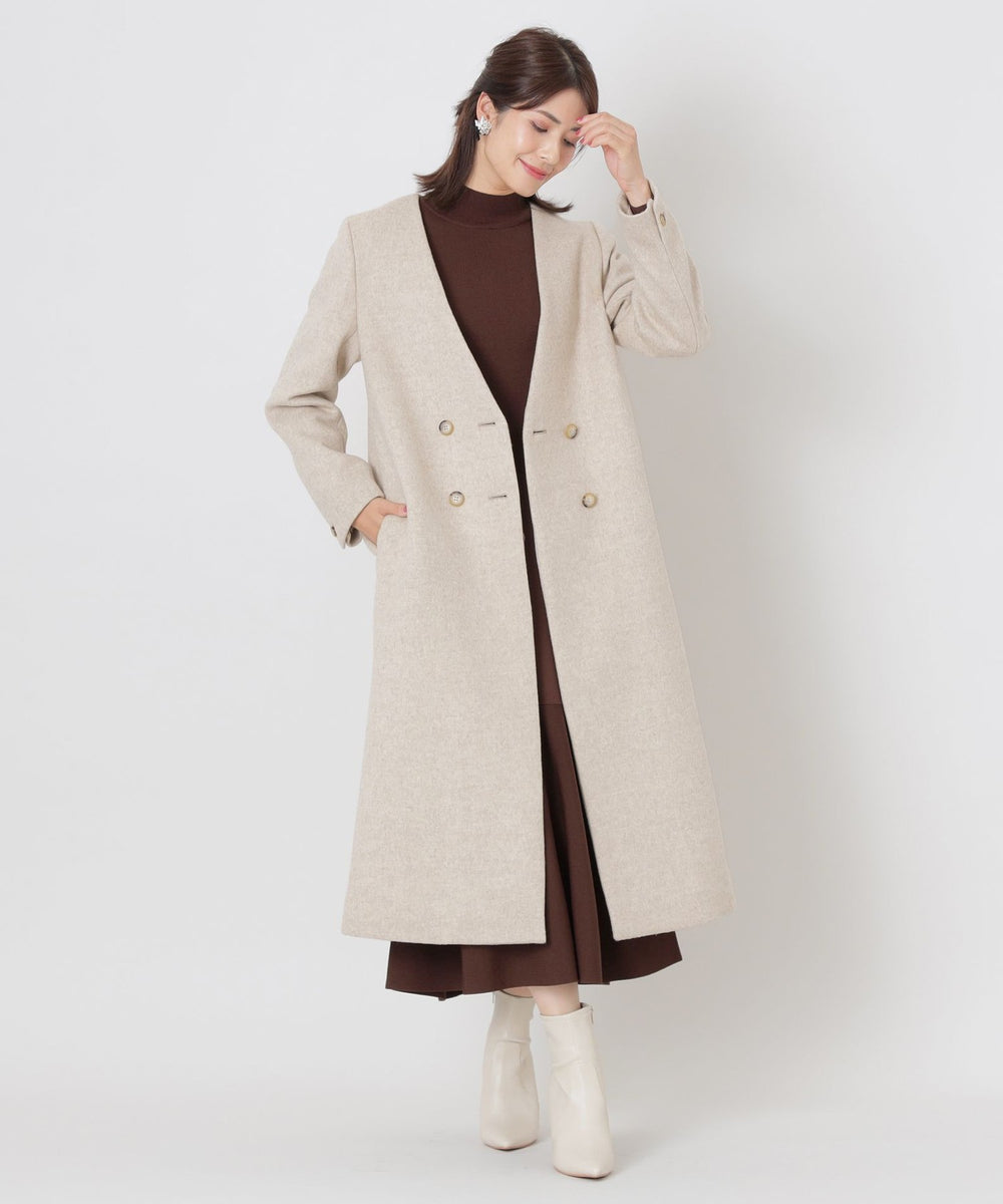 WEB限定】ノーカラーダブルウールコート(コート)｜TO BE CHIC(トゥー