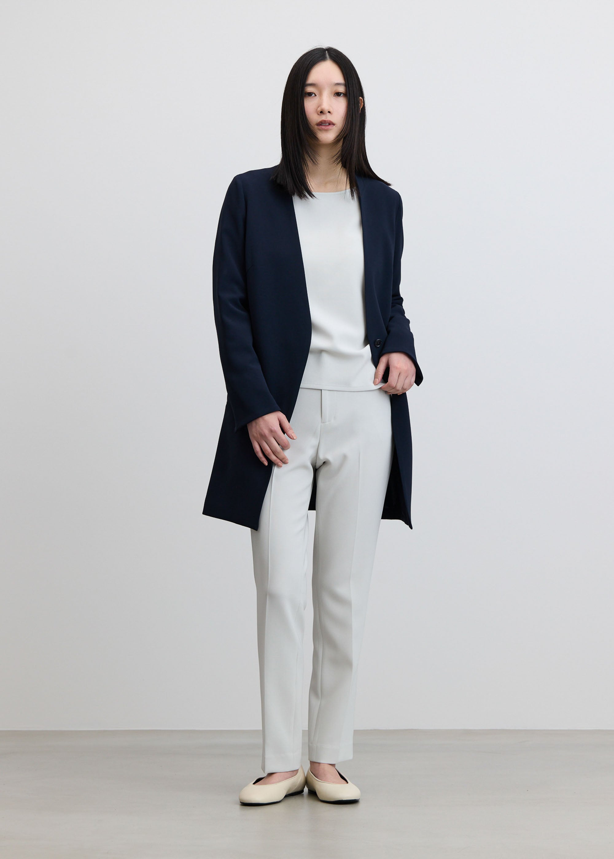 ロングノーカラージャケット - SOÉJU online store｜上質な大人の女性