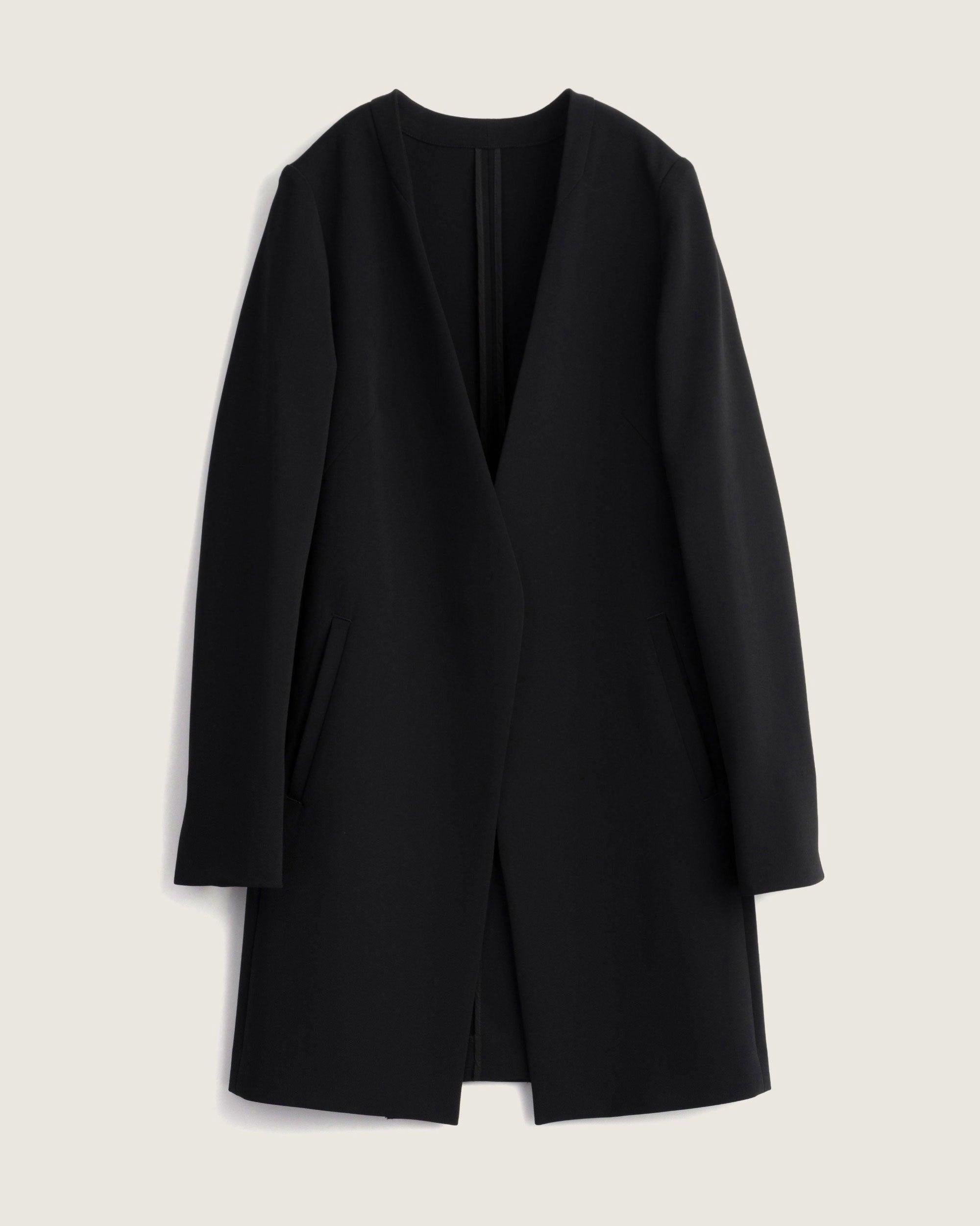 ストレッチファインロングノーカラージャケット - SOÉJU online store