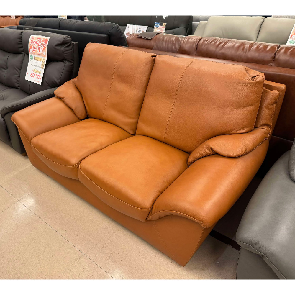 ポイントアップ20倍24,000ポイント還元】2人掛革張ソファ ロブソン