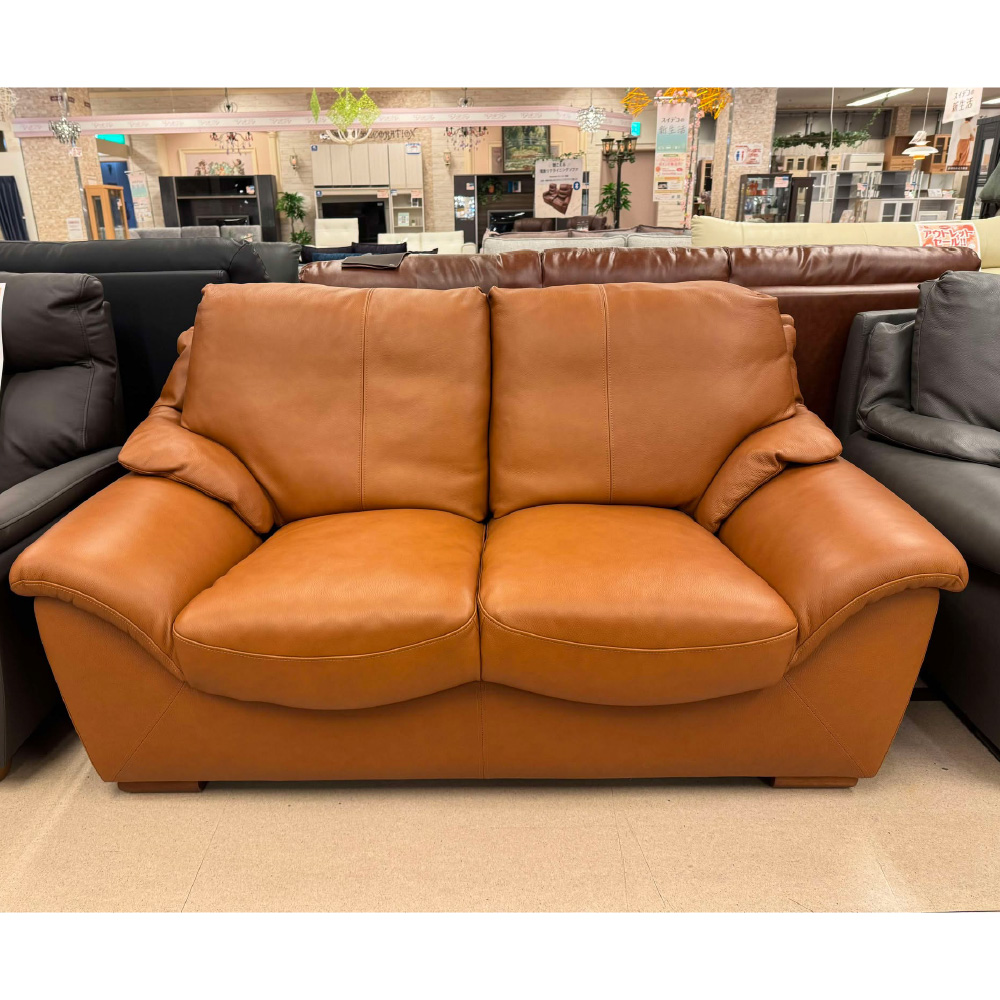 ポイントアップ20倍24,000ポイント還元】2人掛革張ソファ ロブソン